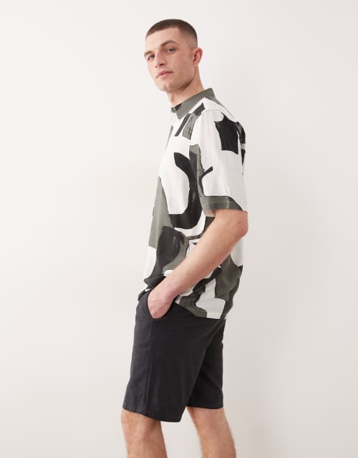ONLY & SONS linen mix chino short in black, 3 of 5