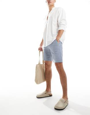 ONLY & SONS ONLY & SONS linen mix chino short in light blue melange