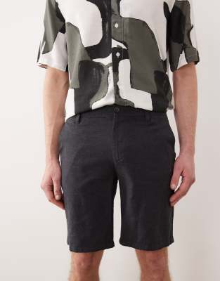 Only & Sons Linen Mix Chino Shorts In Black
