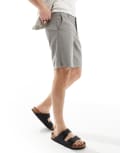 [ONLY & SONS] ONLY & SONS linen mix chino shorts in charcoal-Grey XS Castor gray