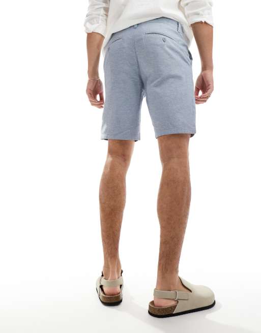 ONLY & SONS linen mix chino shorts in light blue heather, 4 of 5
