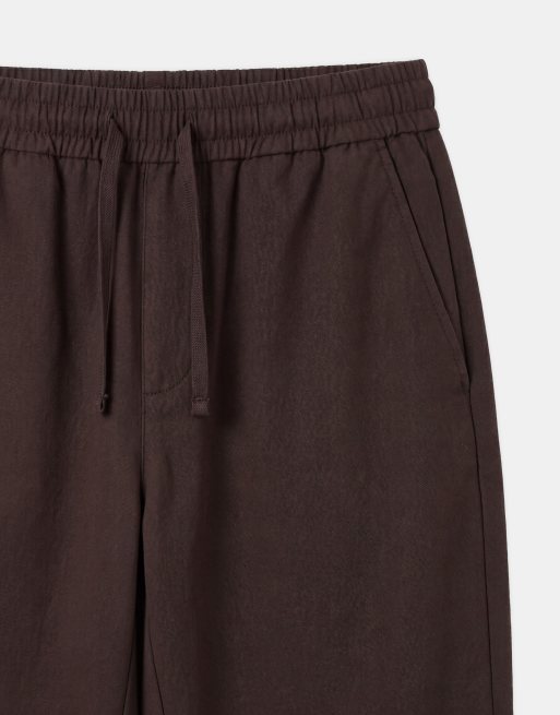 ONLY & SONS linen mix cropped pants in brown, 8 of 9