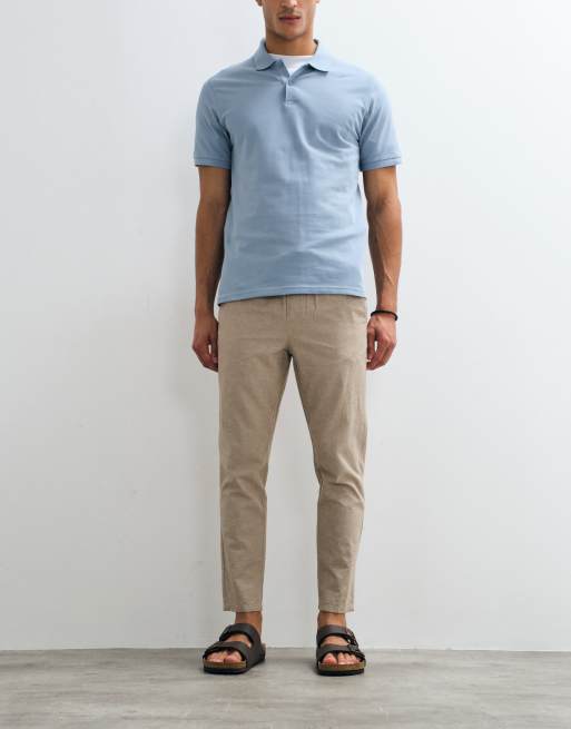ONLY & SONS linen mix cropped trouser in light brown, 3 of 9