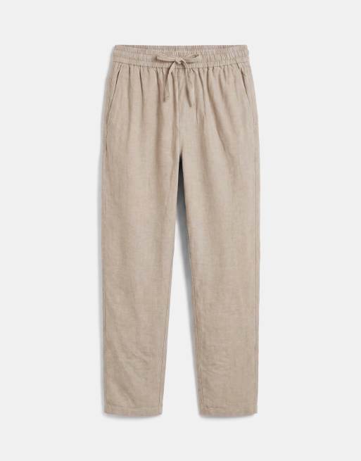 ONLY & SONS linen mix cropped trouser in light brown, 6 of 9