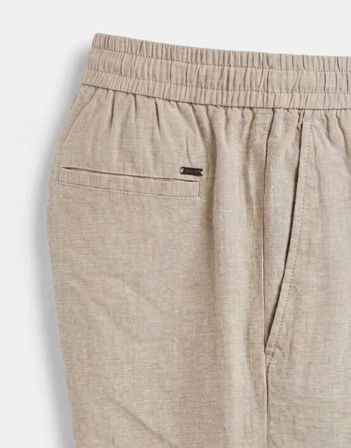 ONLY & SONS linen mix cropped trouser in light brown, 8 of 9