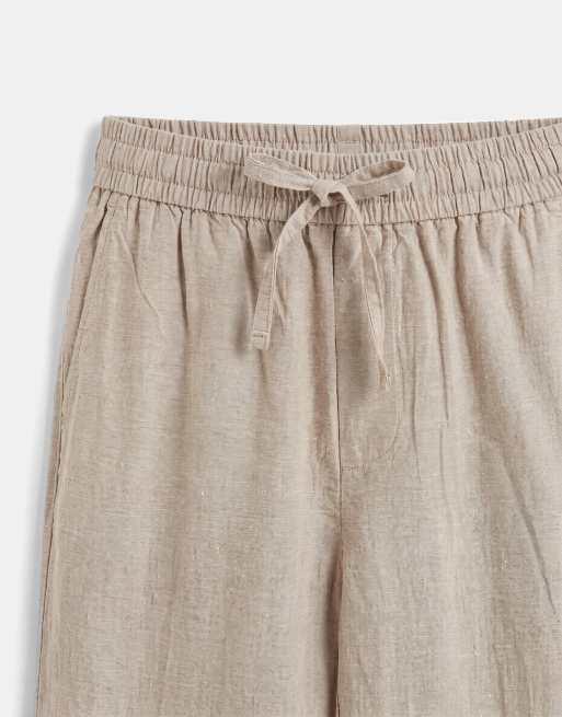 ONLY & SONS linen mix cropped trouser in light brown, 9 of 9