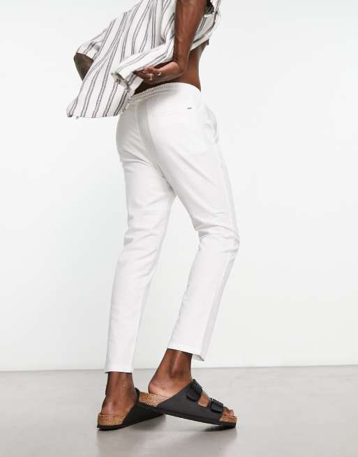 ONLY & SONS linen mix cropped trouser in white, 2 of 4