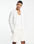 [ONLY & SONS] Only & Sons linen mix grandad collar shirt in white S White