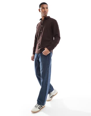 Only & Sons Linen Mix Long Sleeve Shirt In Brown