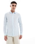 [ONLY & SONS] ONLY & SONS linen mix long sleeve shirt in light blue M Light blue