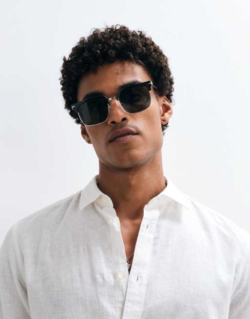 ONLY & SONS linen mix long sleeve slim fit shirt in white, 4 of 7