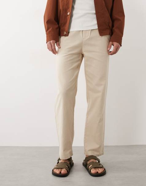 ONLY & SONS linen mix loose fit pants in beige - view 1