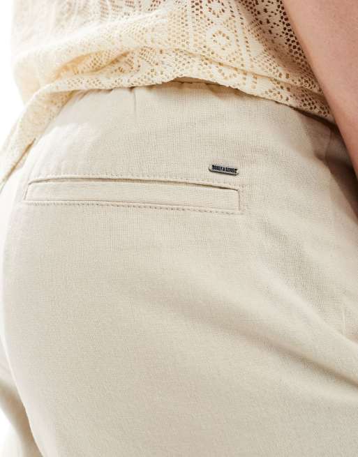 ONLY & SONS linen mix loose fit pants in beige