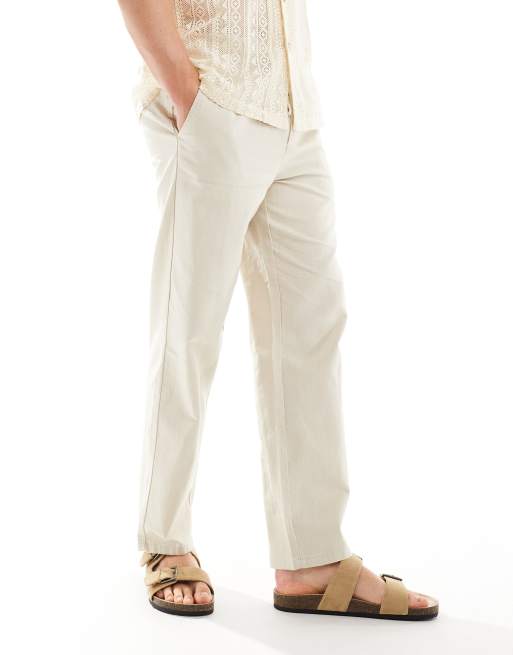 ONLY & SONS linen mix loose fit pants in beige
