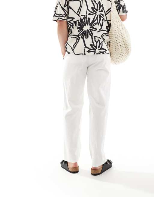ONLY & SONS linen mix loose fit pants in white