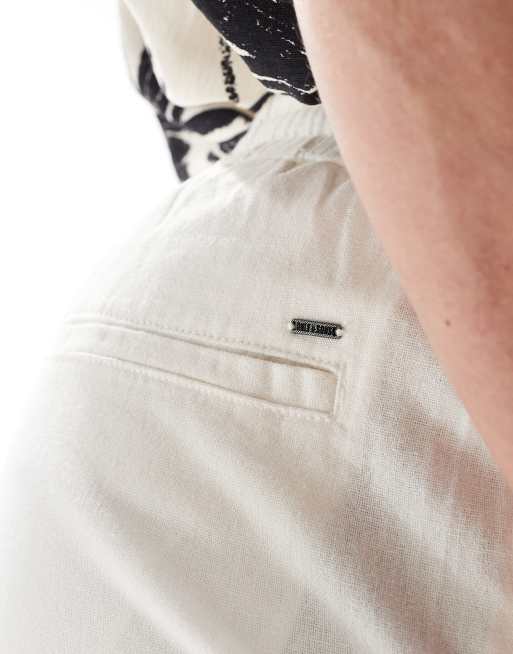 ONLY & SONS linen mix loose fit pants in white