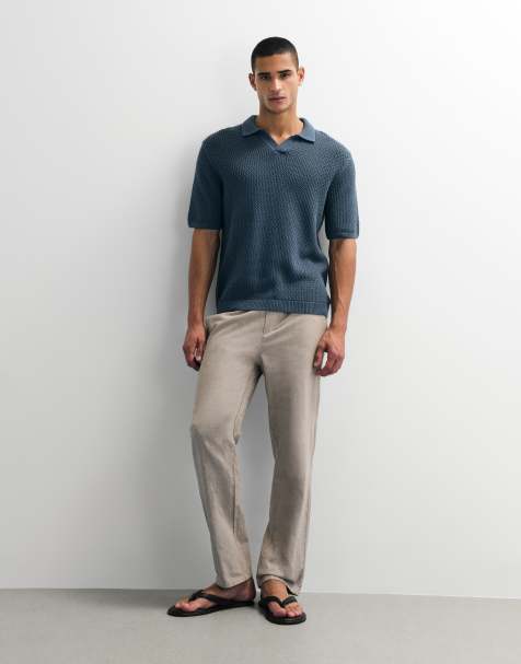ONLY & SONS linen mix loose fit trouser in light brown