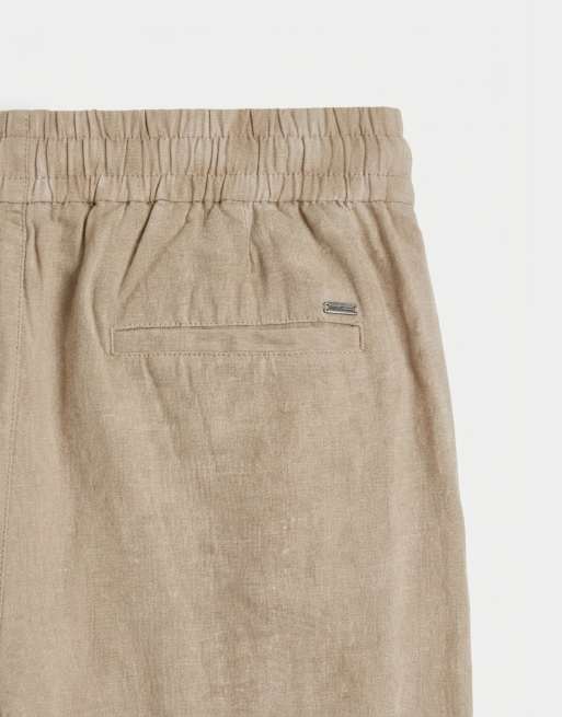 ONLY & SONS linen mix loose fit trouser in light brown, 8 of 9