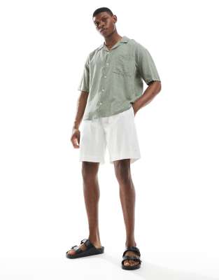 ONLY & SONS LINEN MIX RELAXED RESORT SHIRT