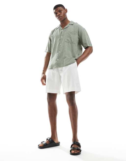 【KOOLOSET】Sage Linen Half Shirt cf90f47590eb49c696a7262053e8fd