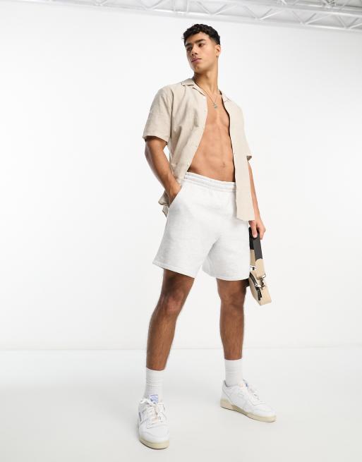 Only & Sons linen mix revere collar shirt in beige