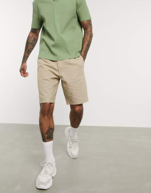 Only & Sons linen mix shorts in sand