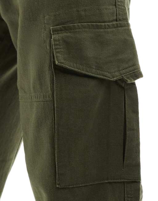 ONLY SONS linen mix tapered cargo trouser in khaki