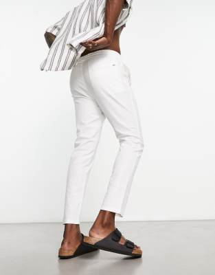 Only & Sons linen mix tapered fit pants in white