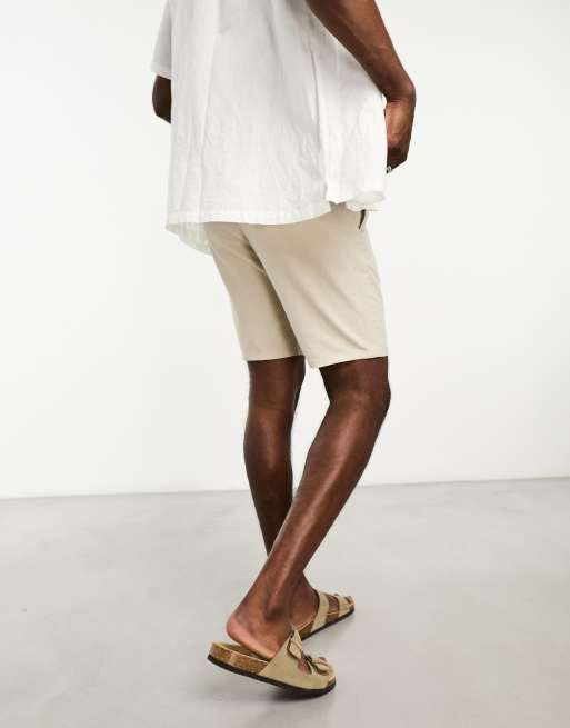 ONLY & SONS linen mix tie waist shorts in beige