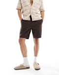 [ONLY & SONS] ONLY & SONS linen-mix tie waist shorts in brown XL Demitasse
