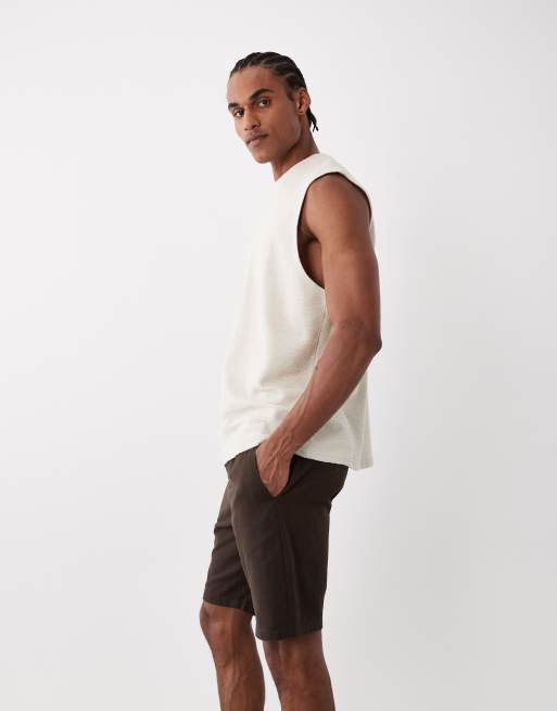 ONLY & SONS linen mix tie waist shorts in brown, 3 of 5