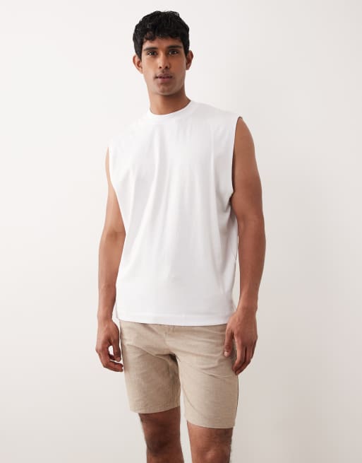 ONLY & SONS linen mix tie waist shorts in light brown, 2 of 5