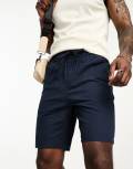[ONLY & SONS] ONLY & SONS linen mix tie waist shorts in navy S Dark Navy