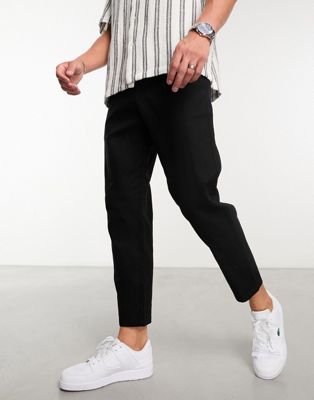 Only & Sons linen mix trousers in black