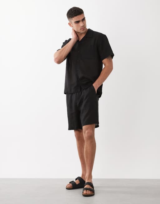 ONLY & SONS linen rich relaxed shirt in black (part of a set), 2 of 5