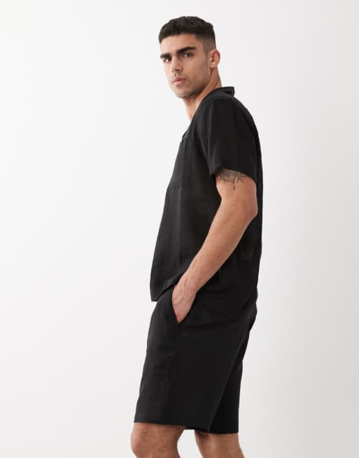 ONLY & SONS linen rich shorts in black (part of a set), 2 of 5