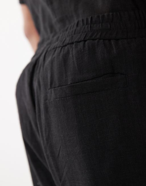 ONLY & SONS linen rich shorts in black (part of a set), 4 of 5