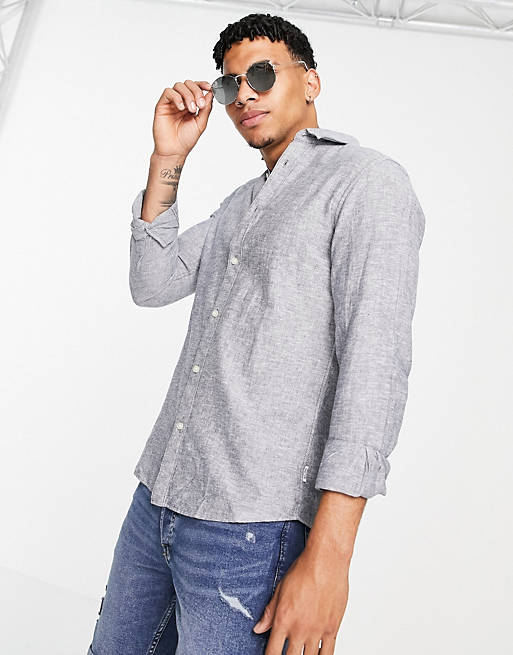 Only & Sons linen shirt in blue