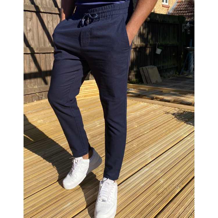 Mens navy linen store pants