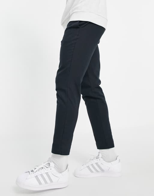 Only & Sons - Linnen broek met trekkoord in de taille in marineblauw