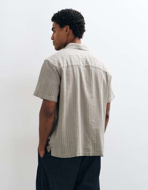 ONLY & SONS linnenmix overhemd met korte mouwen en textuur in saliegroen co-ord set, 4 van 5