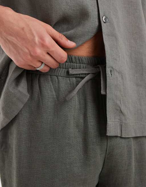 ONLY & SONS - Linnenrijke shorts in grijs, deel van co-ord set, 4 van 5