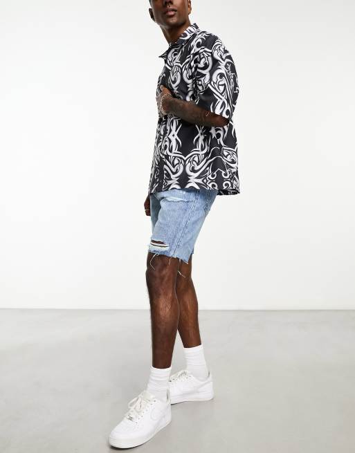 Only & Sons – Ljusa jeansshorts med ledig passform och revor  , 2 av 4