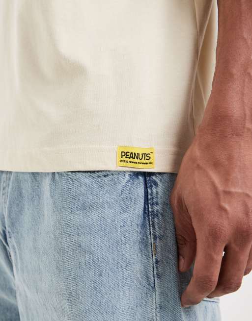 ONLY & SONS – Ljusbeige och blå t-shirt i oversize med Snobben-tryck baktill, 5 av 5