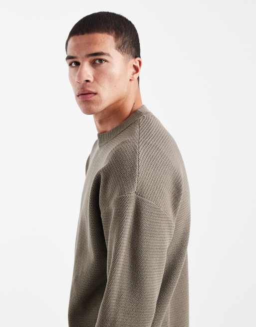 ONLY & SONS – Ljusbrun, stickad tröja i oversize med rund halsringning, 4 av 5