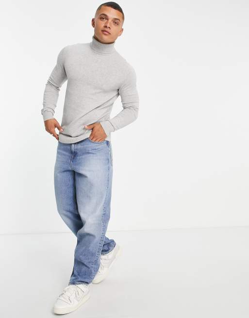 Only & Sons – Ljusgråmelerad tröja i lätt bomull med polokrage, 4 av 4