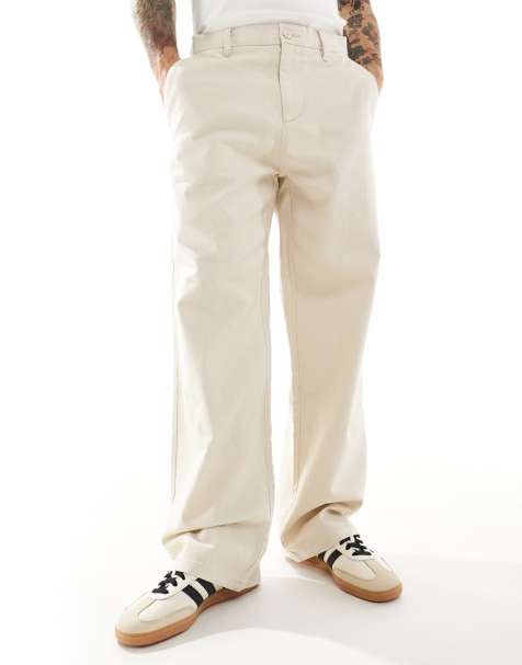 ONLY & SONS baggy fit linen trousers in ecru