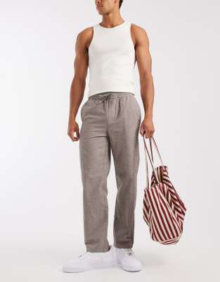 SONS - Locker geschnittene Hose aus Leinenmix in Grau Grau 2XL