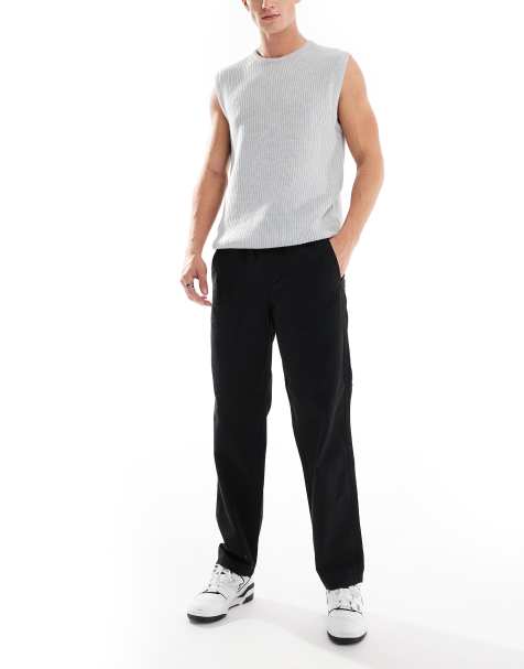 Only & Sons – Locker geschnittene Worker-Hose in Schwarz mit elastischem Bund - view 1