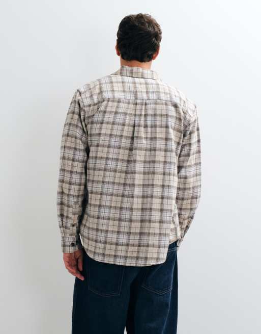 ONLY & SONS locker geschnittenes Hemd in Creme und khakibraun kariert, 2 von 5